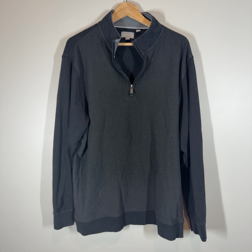 Ted Baker Men's Size XL Quarter-Zip Pullover Textured Charcoal Black Long Sleeve